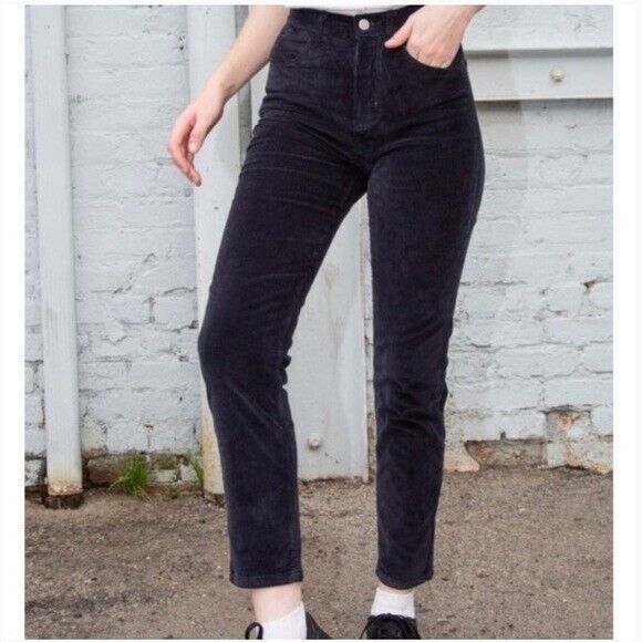 Brandy Melville Pants - Brandy Melville John Galt Navy Corduroy High Rise Slim Leg Pants M EUC  B65